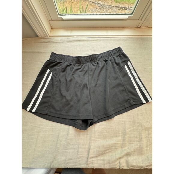 Champion Pants - Champion Women's Large Black Athletic Shorts White Stripe 100% Polyester